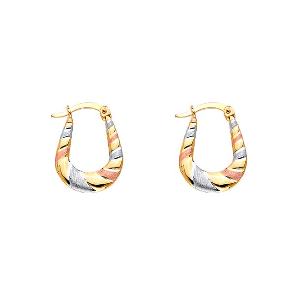 14K 3C Double Face Designed Hollow Earrings