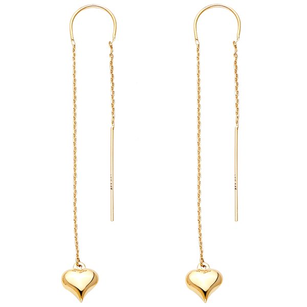 14KY Double Lines Heart Earrings