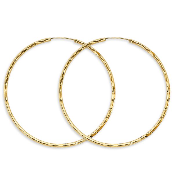 14KY 1.8mm Shiny DC Endless Hoop Earrings (55mm)