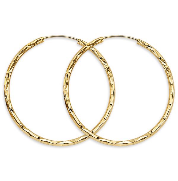 14KY 1.8mm Shiny DC Endless Hoop Earrings (35mm)