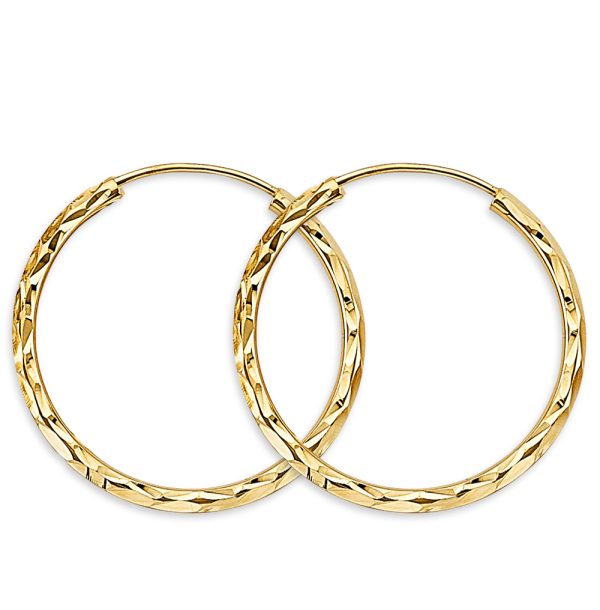 14KY 1.8mm Shiny DC Endless Hoop Earrings (25mm)