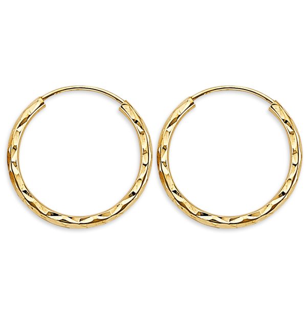 14KY 1.8mm Shiny DC Endless Hoop Earrings (20mm)