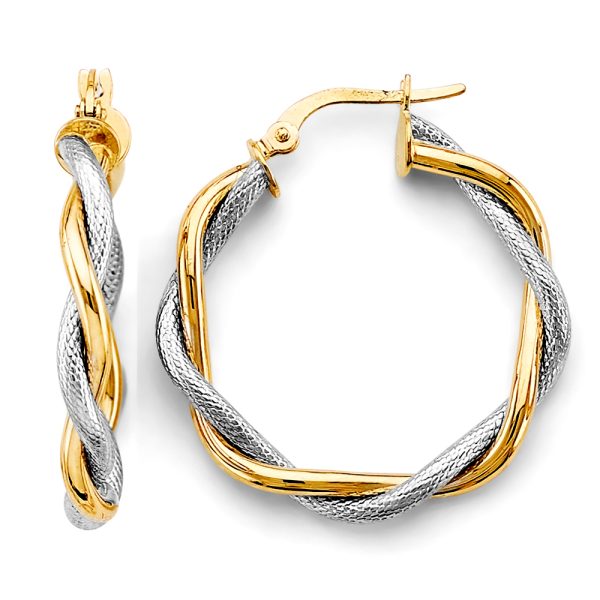 14K 2T Braided Hoop Earrings