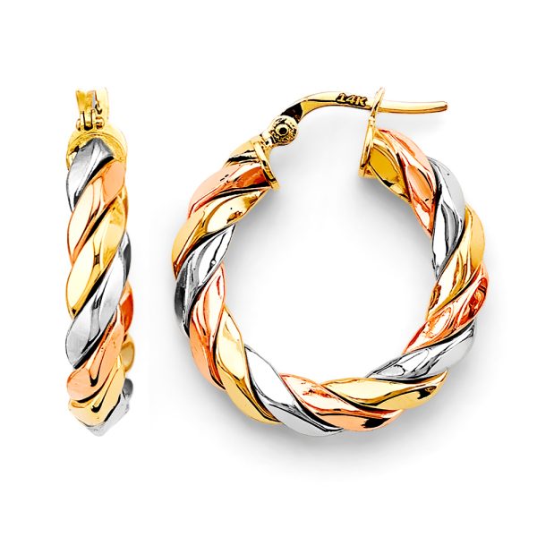 14K 3C Braided Hoop Earrings