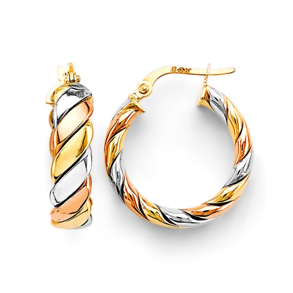 14K 3C Braided Hoop Earrings