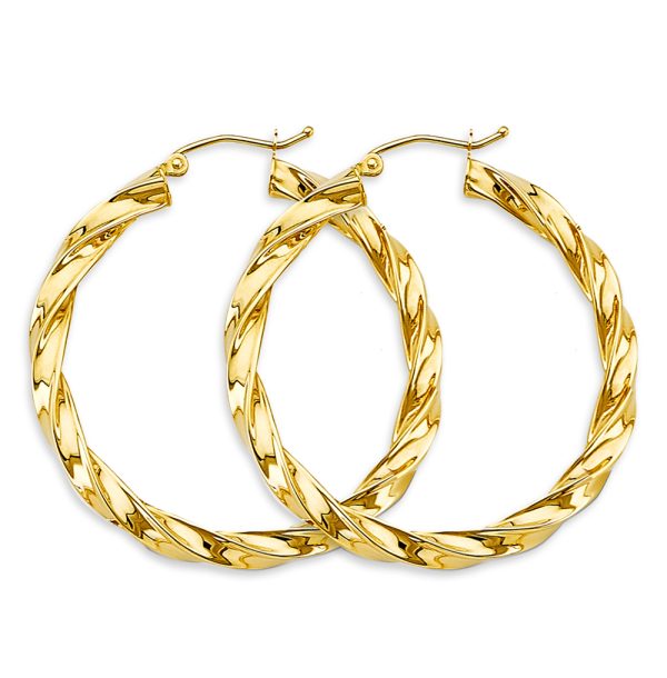 14KY 4mm Twisted Hoop Earrings