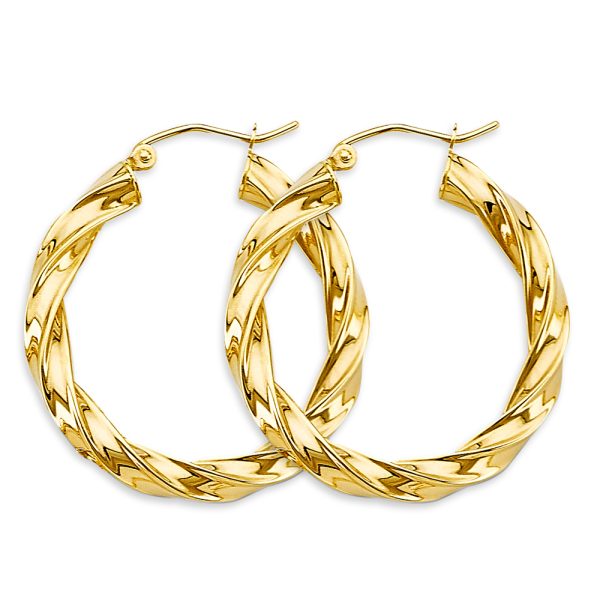 14KY 4mm Twisted Hoop Earrings