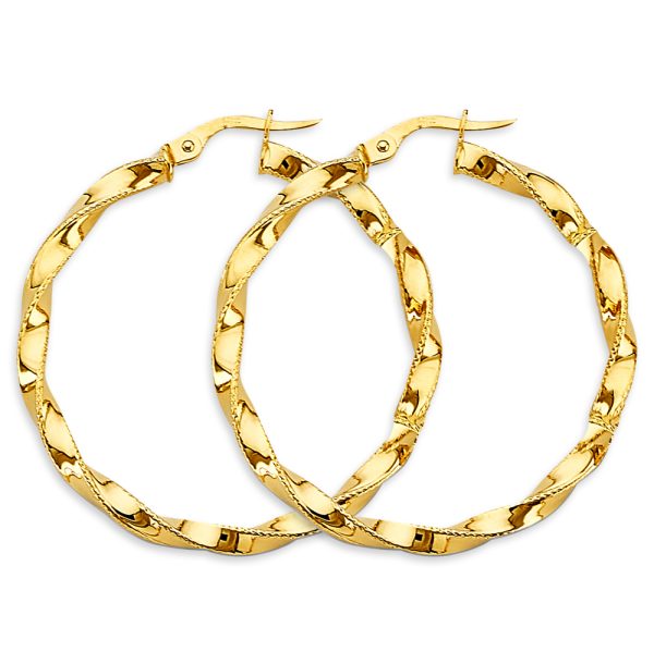 14KY 2.8mm Twisted Hoop Earrings