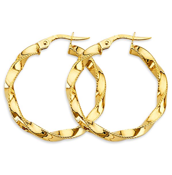 14KY 2.8mm Twisted Hoop Earrings