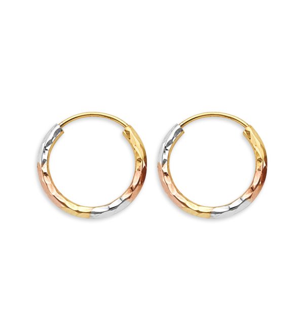 14K 3C 1.8mm Tube DC Endless Hoop Earrings