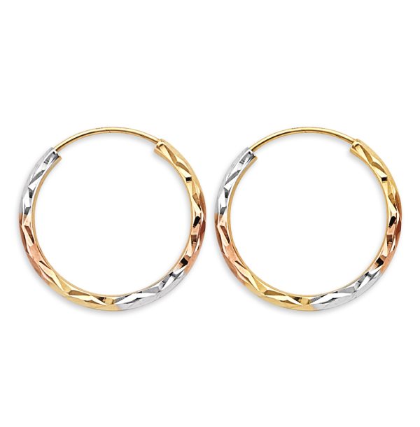 14K 3C 1.8mm Tube DC Endless Hoop Earrings