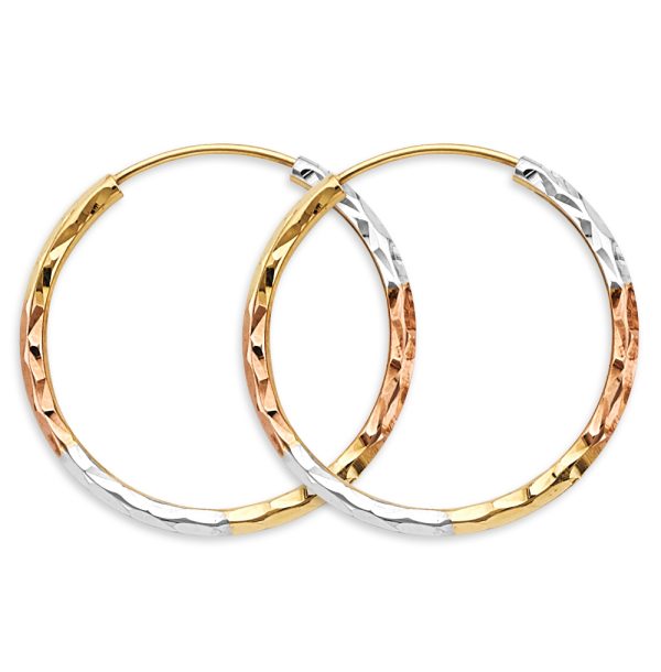 14K 3C 1.8mm Tube DC Endless Hoop Earrings