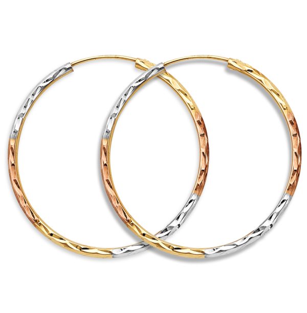 14K 3C 1.8mm Tube DC Endless Hoop Earrings