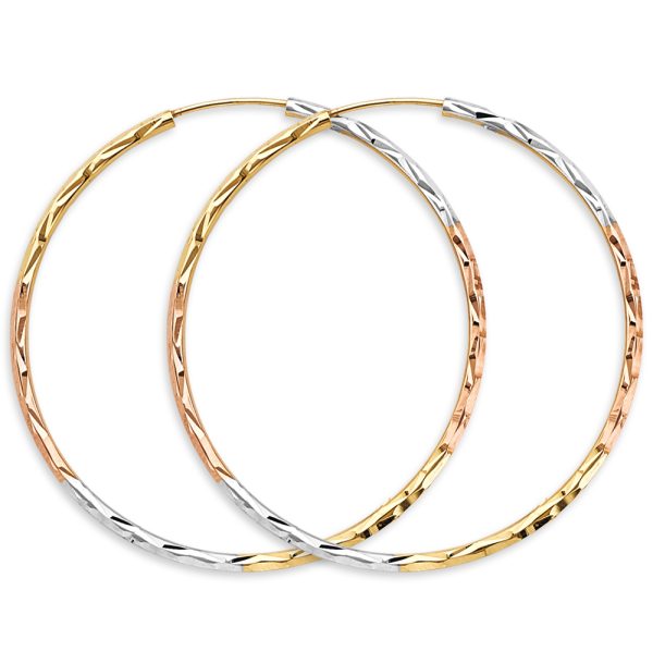 14K 3C 1.8mm Tube DC Endless Hoop Earrings