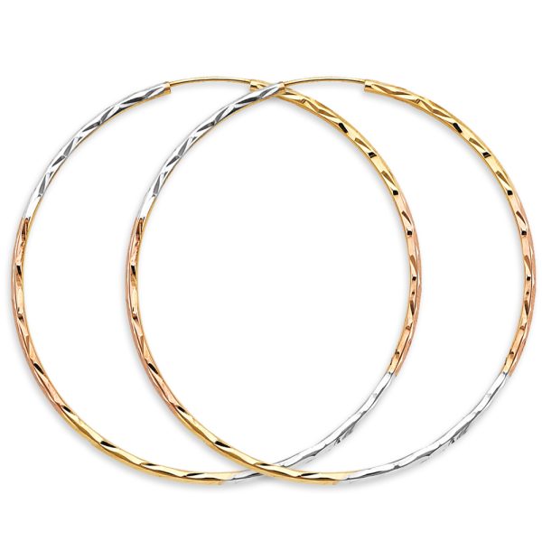 14K 3C 1.8mm Tube DC Endless Hoop Earrings