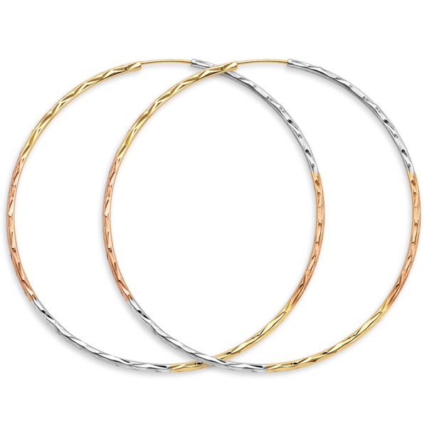 14K 3C 1.8mm Tube DC Endless Hoop Earrings