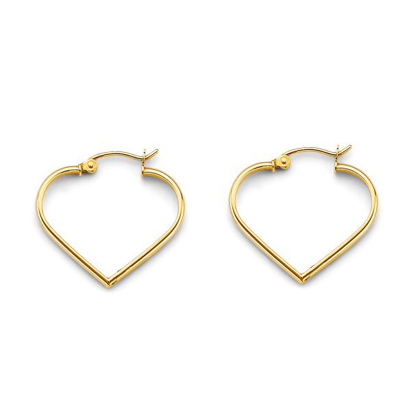 14KY Heart Tube Hoop Earrings