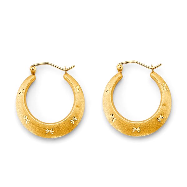 14KY Star Cut Hollow Hoop Earrings