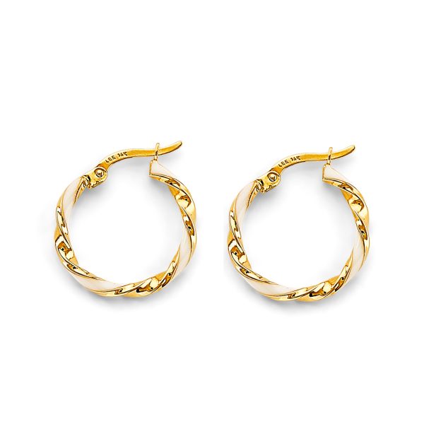 14KY Enamel Twisted Hoop Earrings