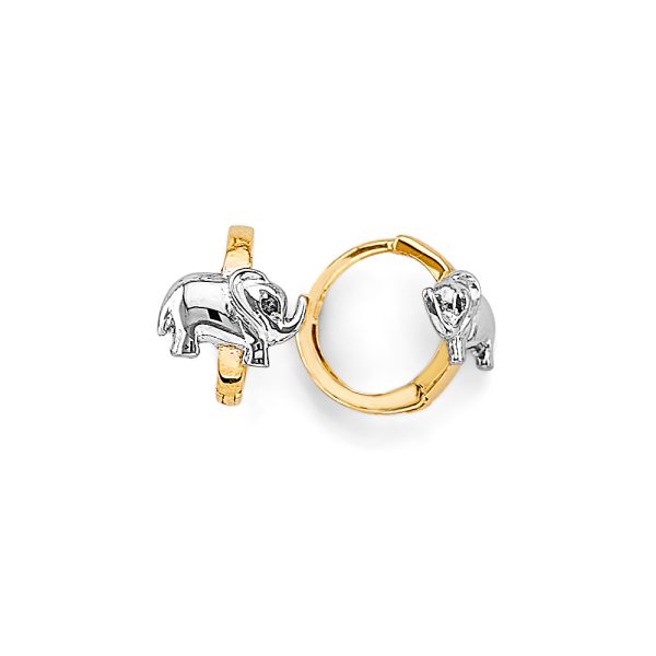 14K 2T Elephant Huggies Earrings