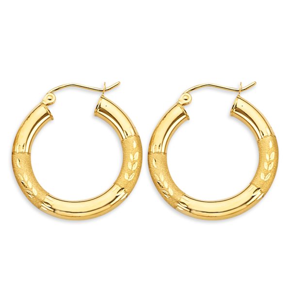 14KY 3.8mm Budded DC Round Tube Hoop Earrings