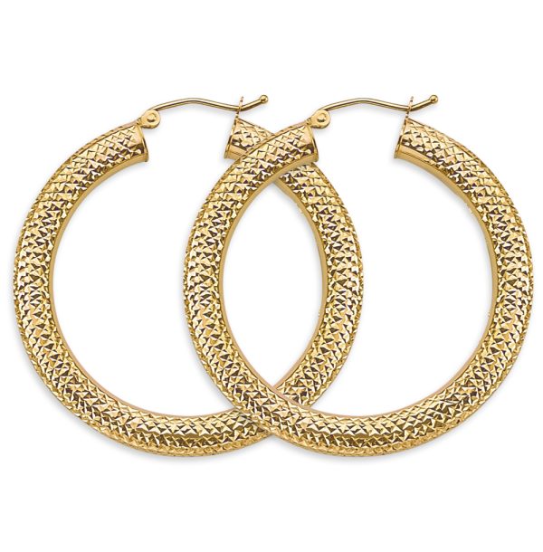 14KY 4.5mm DC Round Tube Hoop Earrings