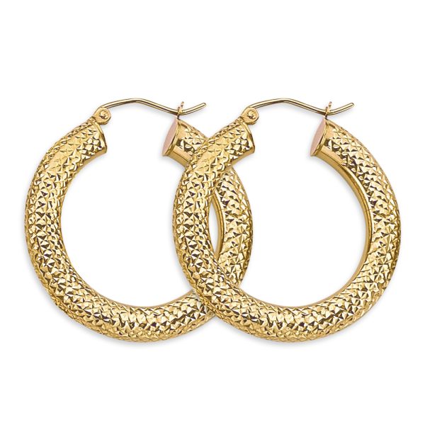 14KY 4.5mm DC Round Tube Hoop Earrings