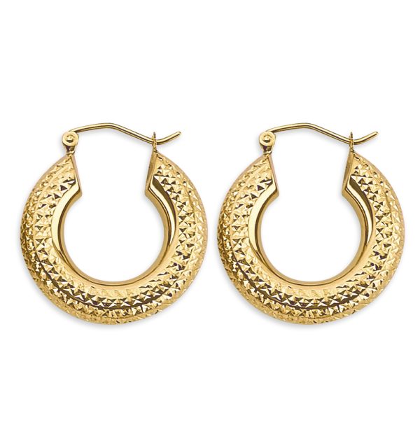 14KY 4.5mm DC Round Tube Hoop Earrings