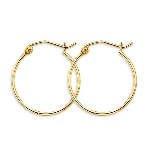 14KY 1mm Tube Hoop Earrings