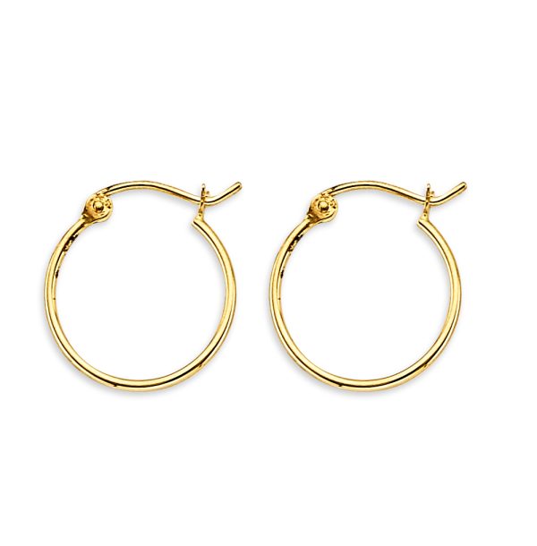 14KY 1mm Tube Hoop Earrings