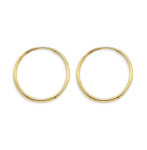 14KY 1mm Tube Endless Hoop Earrings