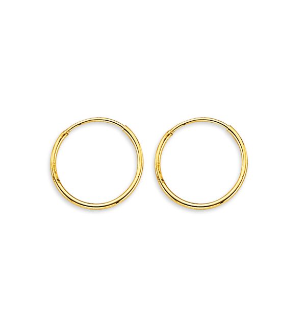 14KY 1mm Tube Endless Hoop Earrings