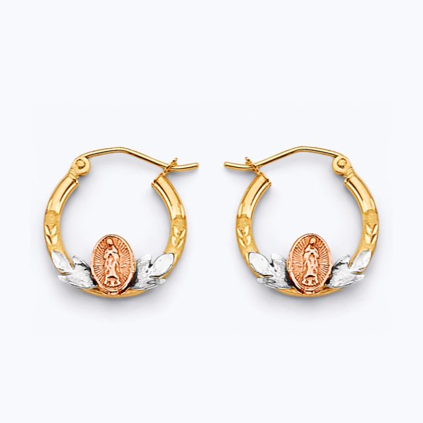 14K 3C Guadalupe Hoop Earrings