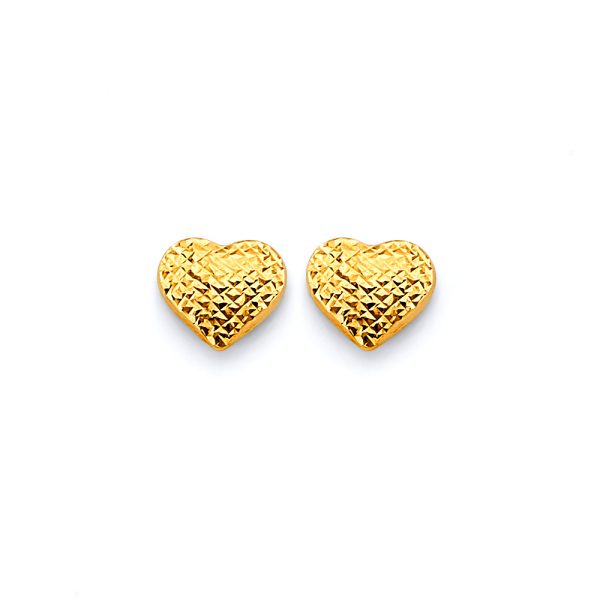 14KY DC Heart Push Back Earrings