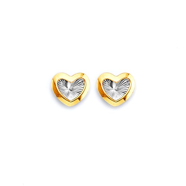 14K 2T DC Heart Push Back Earrings