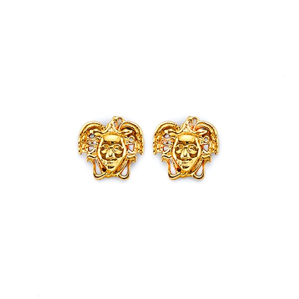 14KY CZ Medusa Push Back Earrings