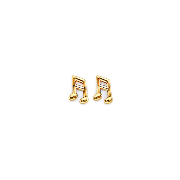 14K 2T Music Note Push Back Earrings