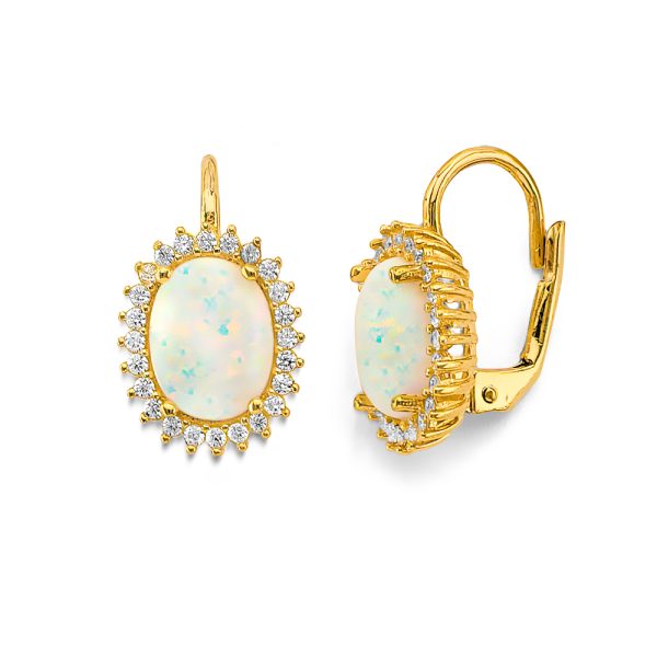 14KY CZ Opal Earrings/Set