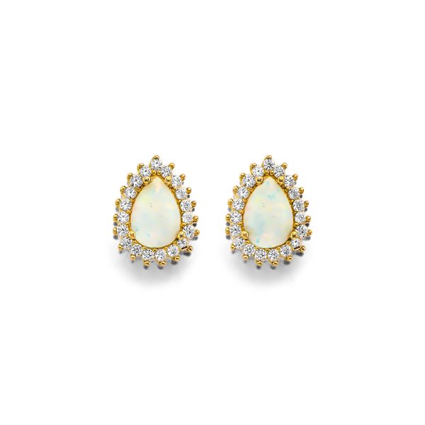 14KY CZ Opal Earrings/Set