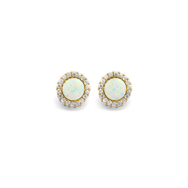 14KY CZ Opal Earrings/Set