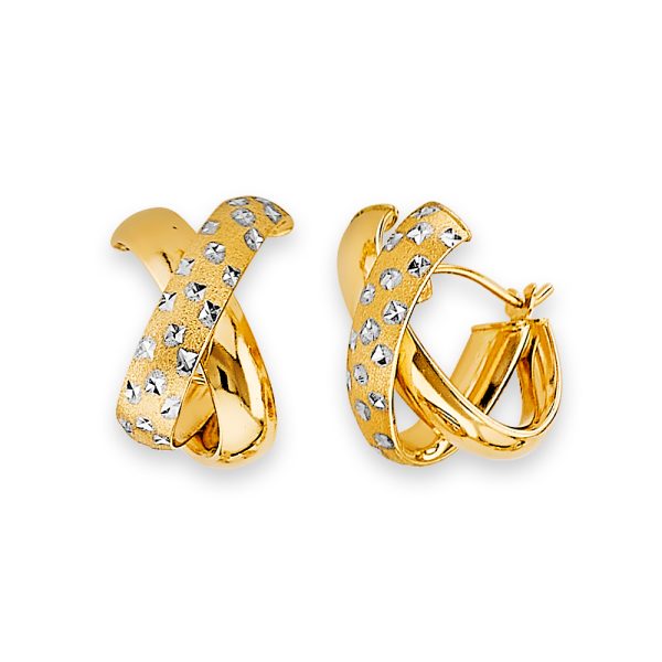 14K 2T Satin Star DC X Huggies Earrings