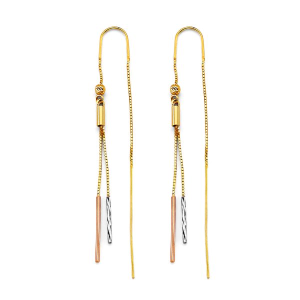 14K 3C Bar Double Line Earrings