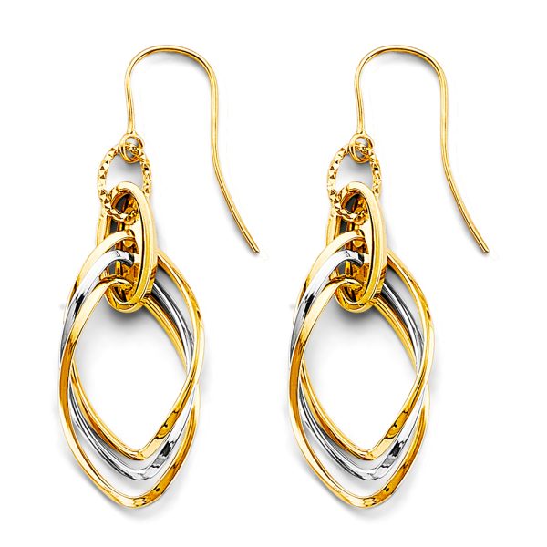 14K 2T Hanging Hollow Tube Earrings