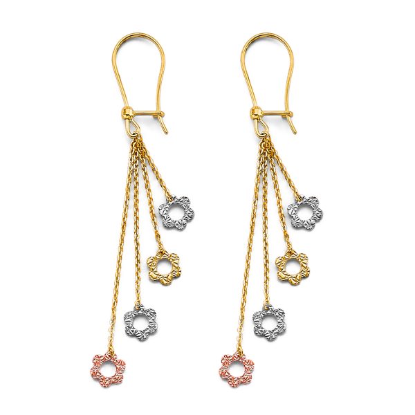 14K 3C Hanging Flower Earrings