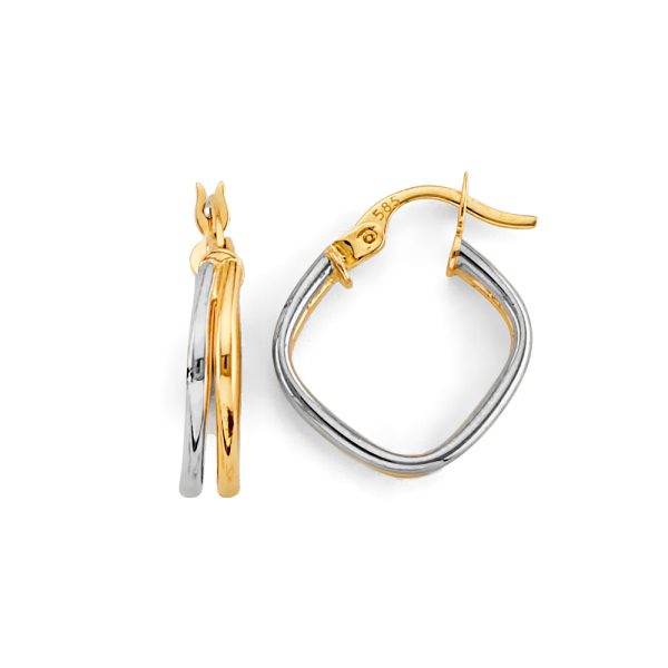 14K 2T 2 Line Hoop Earrings