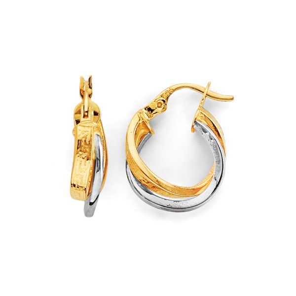 14K 2T 2 Line Twisted Hoop Earrings