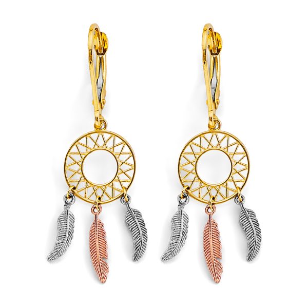 14K 3C Dream Catcher Drop Earrings