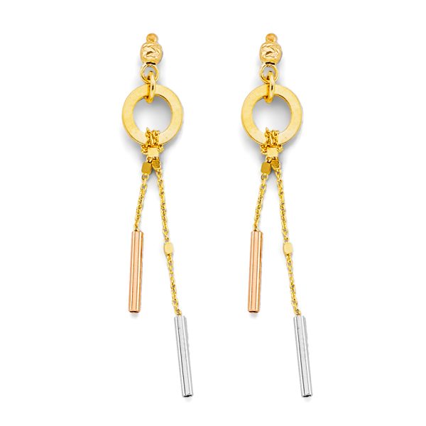 14K 3C Hanging Bar Earrings