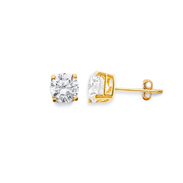 14KY Fancy Square Basket 6.5mm Stud Earrings