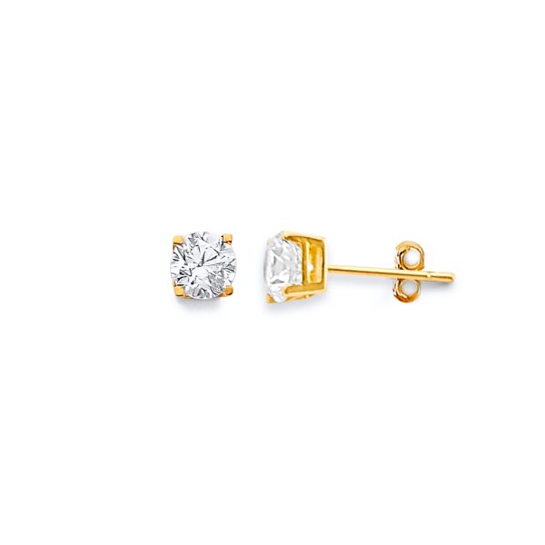 14KY Fancy Square Basket 5mm Stud Earrings